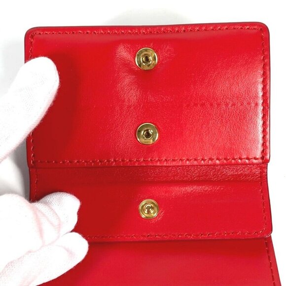 BURBERRY TB Wallet Compact Wallet Folded wallet Leather Red - Picture 7 of 10